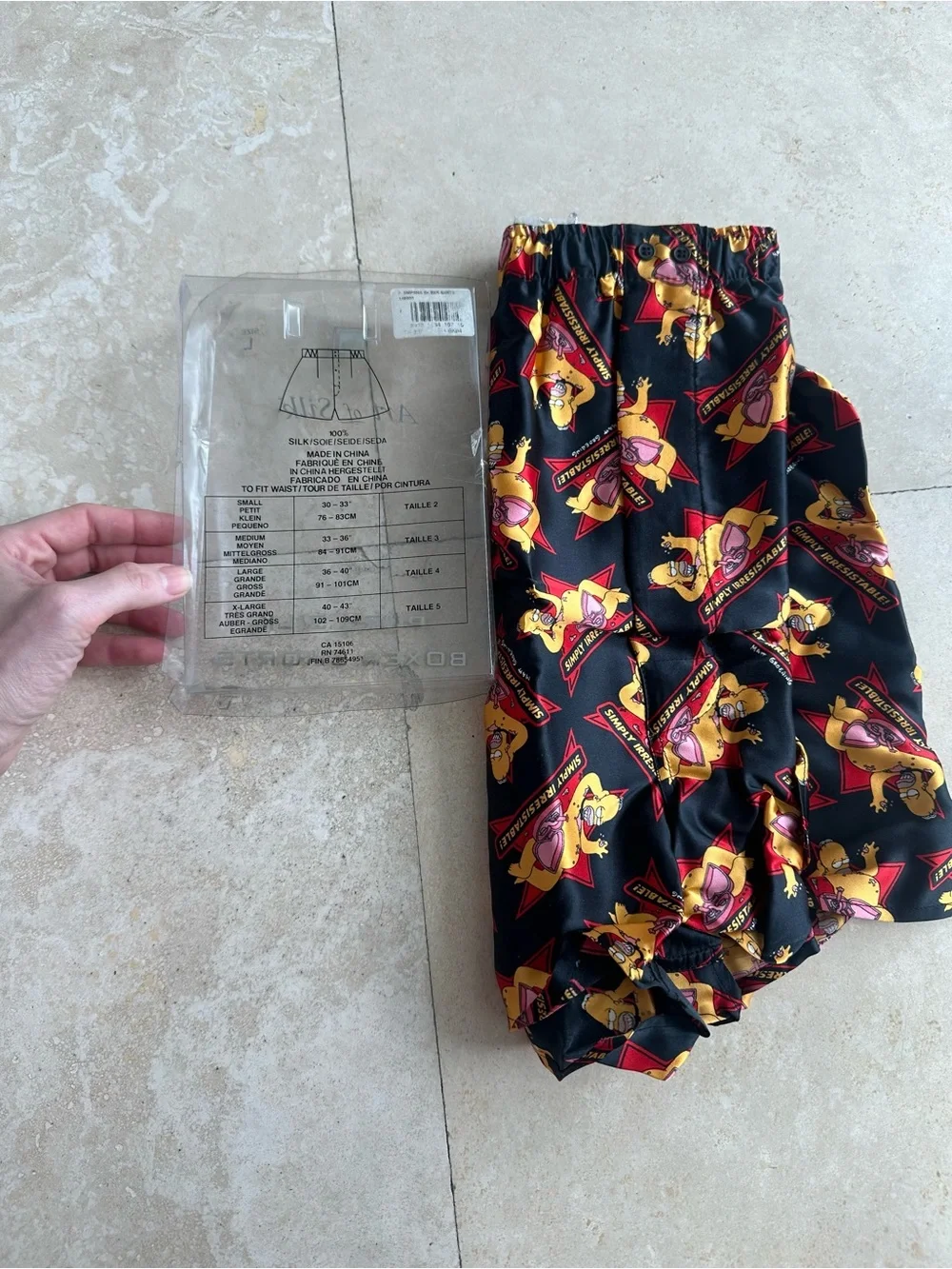 Art of Silk Pure Silk vintage collectible Homer Simpson Boxer Shorts NWT